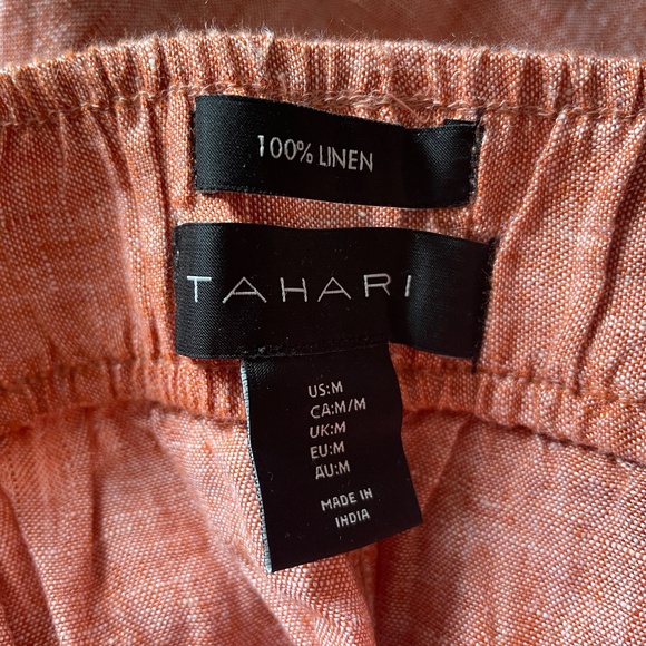 Brand New Tahari Orange Linen Wide Leg Pull-On Pants - Picture 4 of 6